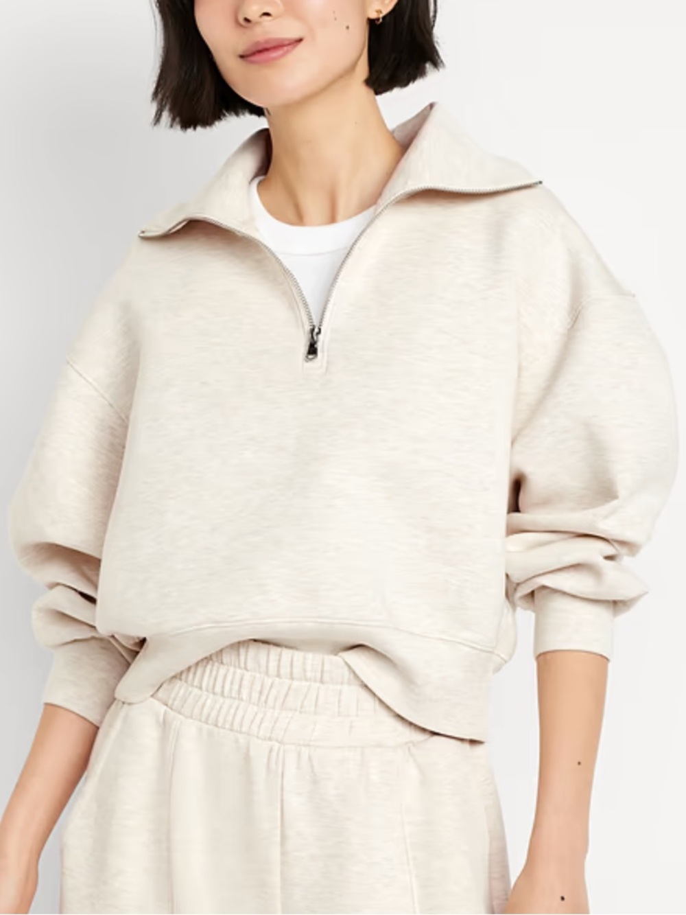 Old Navy Women's Cream Half-Zip Pullover Sweatshirt